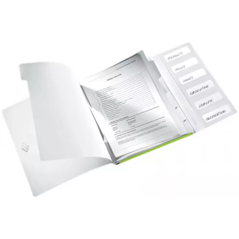 Leitz Divider Book WOW PP 6 välilehteä, perinteinen arkistokansio, A4, polypropeeni (PP), vihreä, kiiltävä, 200 arkkia