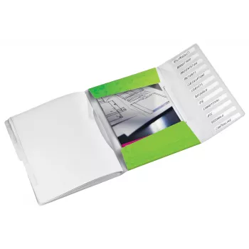 Leitz WOW PP Trennblätter-Buch, 12 lokeroa, A4, polypropeeni (PP), vihreä, 200 arkkia, 80 g/m², 265 mm