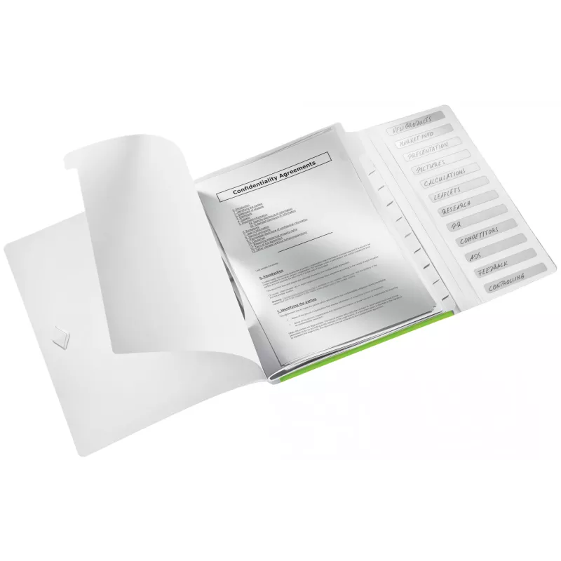 Leitz WOW PP Trennblätter-Buch, 12 lokeroa, A4, polypropeeni (PP), vihreä, 200 arkkia, 80 g/m², 265 mm