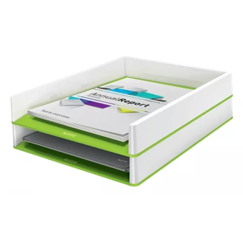 Leitz Briefablage WOW kaksivärinen, muovi, vihreä, valkoinen, A4, A4, 267 mm, 336 mm