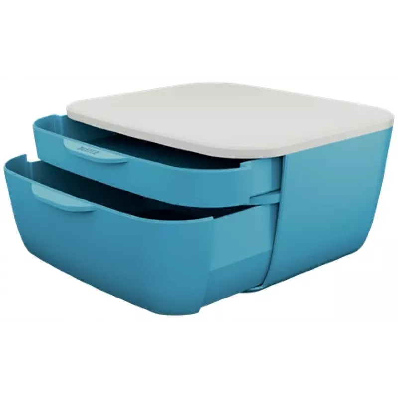 Leitz Cosy laatikosto, 2 laatikkoa, polystyreeni (PS), sininen, valkoinen, 1 kpl, 251 mm, 143 mm