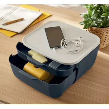 Leitz Cosy laatikosto, 2 laatikkoa, polystyreeni (PS), musta, valkoinen, 1 kpl, 251 mm, 143 mm