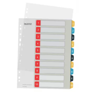 Leitz Cosy 1-10 tulostettava rekisteri, PP, numeerinen välilehtirekisteri, polypropeeni (PP), pysty, A4 Maxi, 245 mm, 305 mm