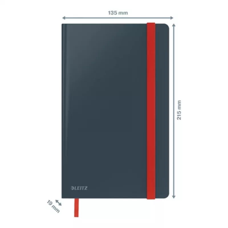 Leitz Cosy Notebook Soft Touch viivoitettu kovakantinen, yksivärinen, musta, A5, 80 arkkia, matta, 100 g/m²