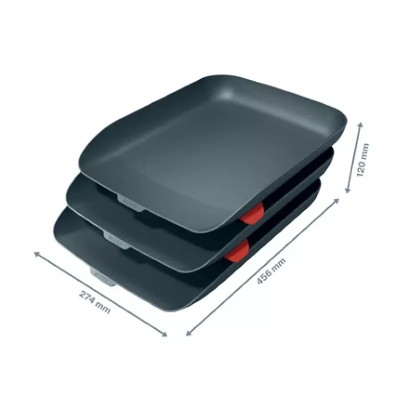 Leitz Cosy -asiakirjalokerikko, 3 kpl:n pakkaus, polystyreeni (PS), musta, A4, A4, 274 mm, 456 mm