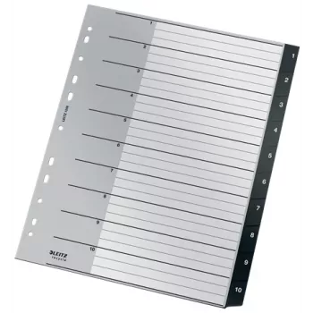 Leitz Recycle -hakemisto, PP, erittäin leveä, numeerinen rekisteri, polypropeeni (PP), musta, valkoinen, pysty, A4 Maxi, 160 g/m²