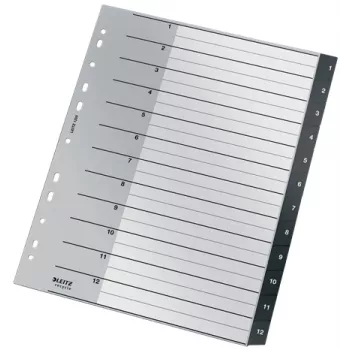 Leitz Recycle -hakemisto, PP, erittäin leveä, numeerinen rekisteri, polypropeeni (PP), musta, valkoinen, pysty, A4 Maxi, 160 g/m²