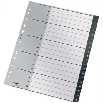 Leitz Recycle -hakemisto, PP, erittäin leveä, numeerinen välilehti, polypropeeni (PP), musta, valkoinen, A4 Maxi, 160 g/m², 238 mm