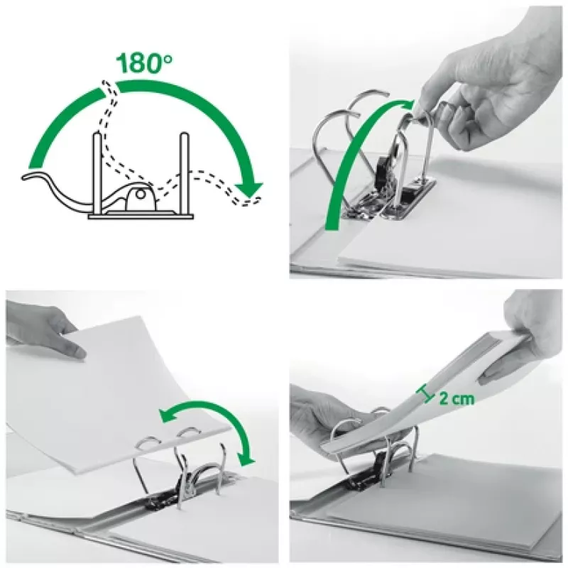 Leitz 180° Recycle -vipukansio, A4, kartonki, musta, 350 arkkia, 80 g/m², 320 mm