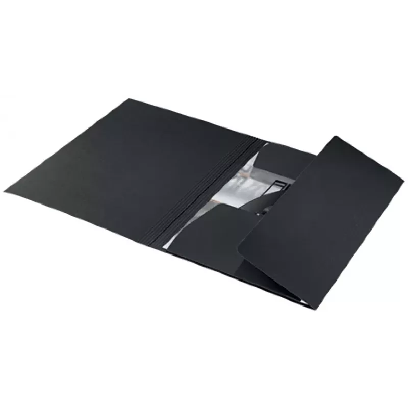 Leitz Recycle Card 3-Flap Folder, tavallinen asiakirjakansio, A4, kartonki, musta, matta, 250 arkkia