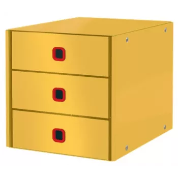 Leitz Click & Store Cosy laatikosto (3 laatikkoa), keltainen, kartonki, 286 mm, 358 mm, 282 mm