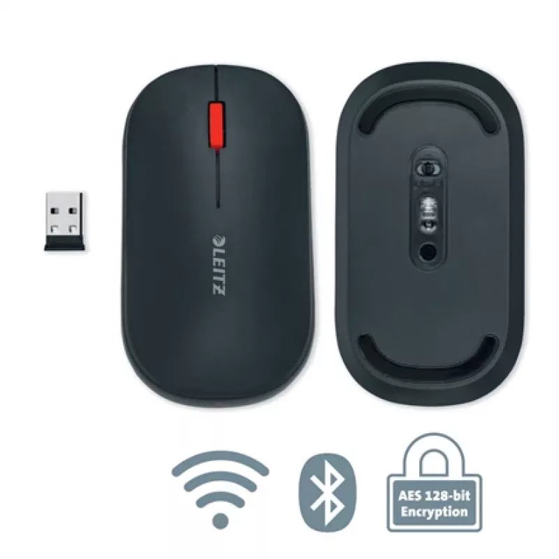 Leitz Cosy langaton hiiri, molempikätinen, RF Wireless + Bluetooth, 4000 DPI, harmaa