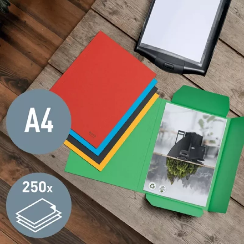 Leitz Recycle kartonkinen 3-läppäkansio, perinteinen arkistokansio, A4, kartonki, punainen, 250 arkkia, 80 g/m²