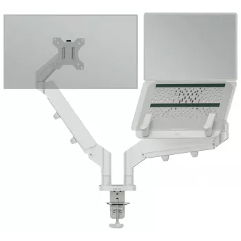 Leitz Ergo tilaa säästävä kahden näytön ja kannettavan varsi, puristin/läpivienti, 9 kg, 33 cm (13 inch), 81,3 cm (32 inch), 100 x 100 mm, harmaa