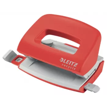Leitz NeXXt Recycle Mini Locher, 10 arkkia, punainen, muovi, 8 cm, 5,5 mm, A4, A5, A6, Folio, US-Quart, 8 x 8 x 8 cm