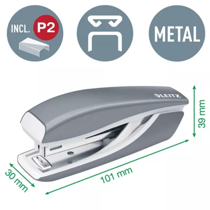 Leitz nitoja ja rei'itin -sarja Mini WOW, 10 arkkia, punainen, P2, metalli, 80 g/m², 3,5 cm