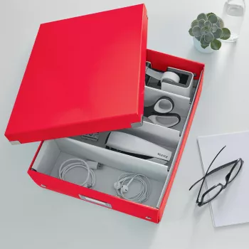 Leitz Click & Store WOW Medium -järjestelijälaatikko, säilytyslaatikko, punainen, suorakaide, kartonki, yksivärinen, sisäkäyttö