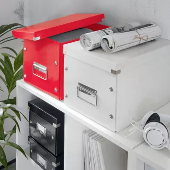 Leitz Box Click & Store WOW Cube Large -säilytyslaatikko, säilytyslaatikko, punainen, suorakaide, kartonki, yksivärinen, sisäkäyttö