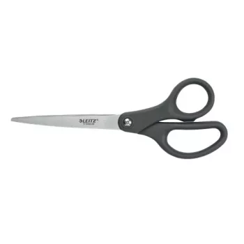 Leitz Titanium -sakset 180 mm, aikuisille, suora leikkaus, harmaa, satiinitettu teräs, ruostumaton teräs, toimistosakset, polypropeeni