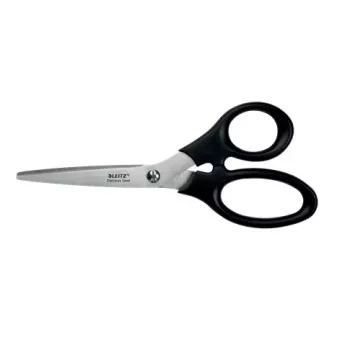 Leitz ruostumattomat terässakset 185 mm, aikuisille, suora leikkaus, yksittäin, musta, ruostumaton teräs, ruostumaton teräs, toimistosakset