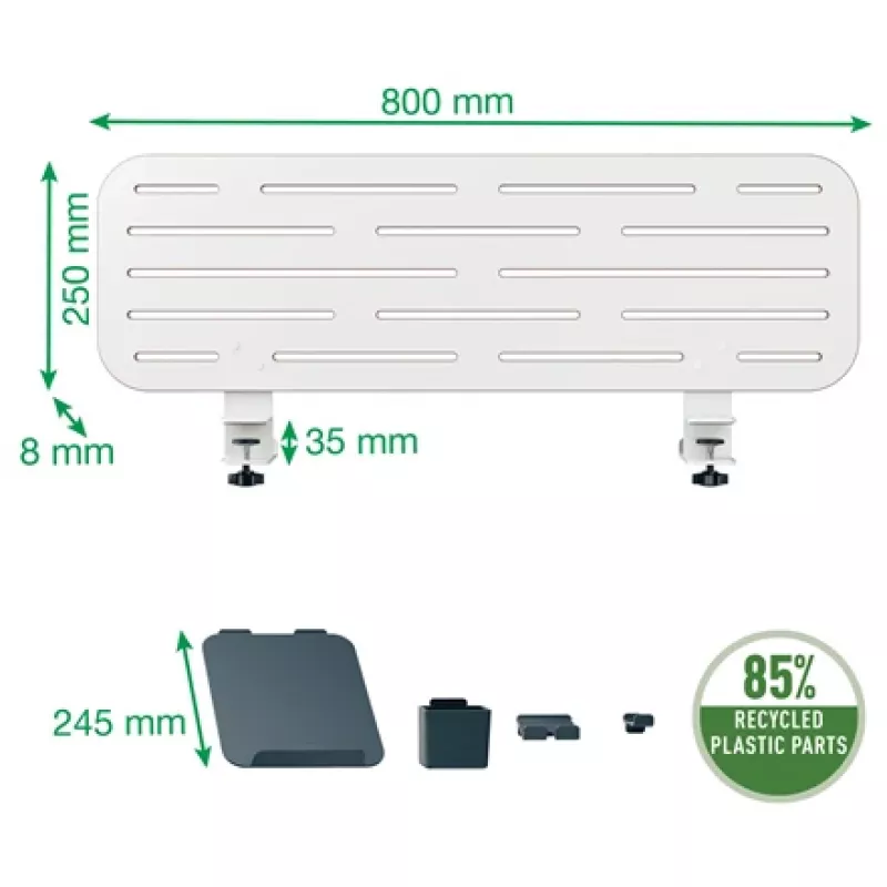 Leitz Ergo Pegboard -työpöytäjärjestelijä kannettavan tietokoneen telineellä, 80x25 cm