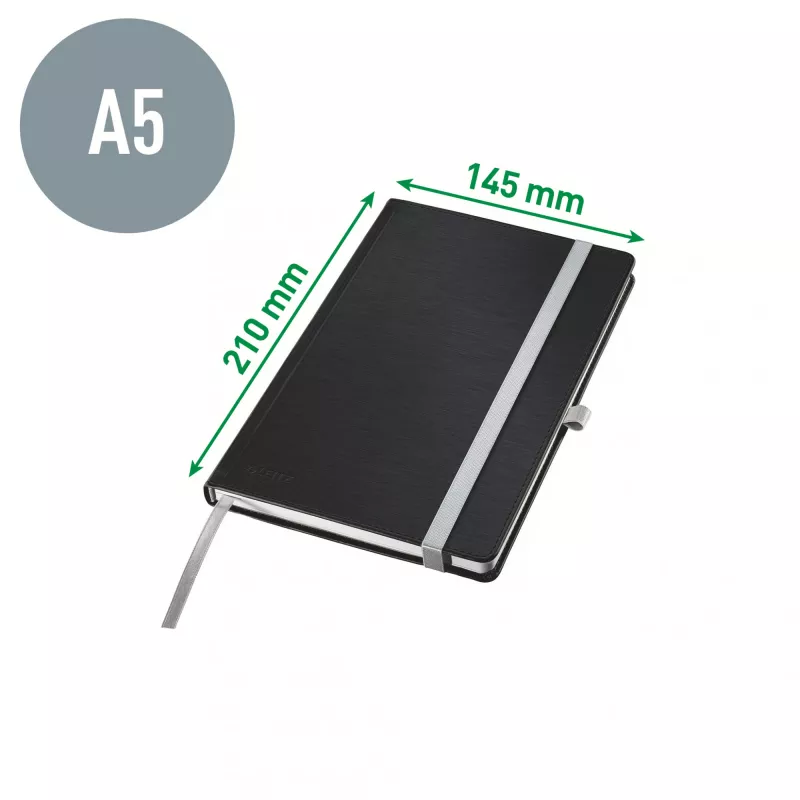 Leitz Style muistikirja A5 blanko kovakantinen, yksivärinen, musta, A5, 80 arkkia, 100 g/m², kovakantinen