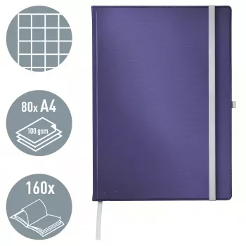 Leitz Style muistikirja A4 ruudullinen kovakantinen, yksivärinen, sininen, A4, 80 arkkia, 100 g/m², ruudullinen paperi