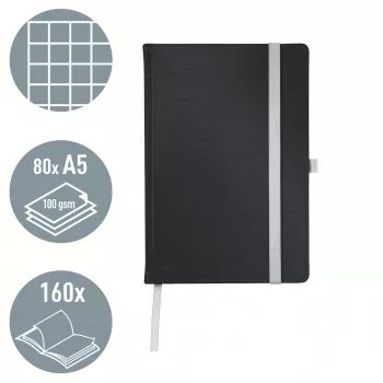 Leitz Style muistikirja A5 ruudullinen kovakantinen, yksivärinen, musta, A5, 80 arkkia, 100 g/m², ruudullinen paperi