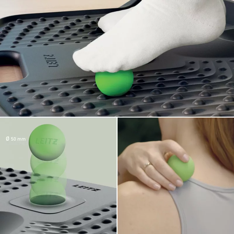 Leitz Ergo Active ergonominen väsymystä vähentävä matto, suorakaide, musta, polyuretaani, Bubble, Kiina, 605 x 681 mm