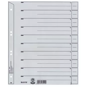 Leitz 16500085 välilehti-rekisteri numeerinen kartonki harmaa