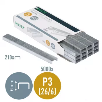 Leitz niitit P3 26/6 laatikko 5000 kpl, niittipakkaus, 26/6, 6 mm, 210 niittiä, nidonta, 26/6