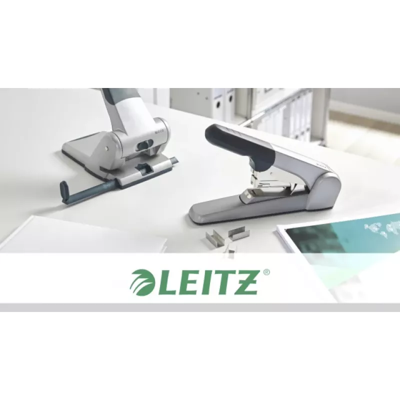 Leitz Heavy Duty flat Clinch -nitoja, 60 arkkia, harmaa, vaaleanharmaa, standard-clinch, 25/10, 6 cm, 110 niittiä