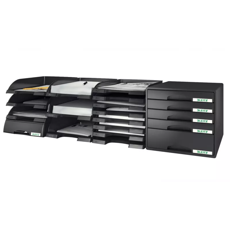 Leitz Briefablage Plus, muovi, musta, A4, 242 x 330 x 60 mm, 255 mm, 357 mm