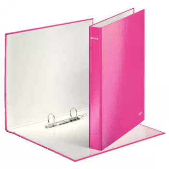 Leitz WOW -rengaskansio laminoitu A4+ 2DR/25 mm, A4, kartonki, roosa, valkoinen, 250 arkkia, 80 g/m²