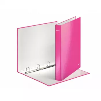 Leitz WOW -rengaskansio laminoitu A4+ 4DR/25 mm, A4, kartonki, pinkki, 230 arkkia, 80 g/m², 2,5 cm