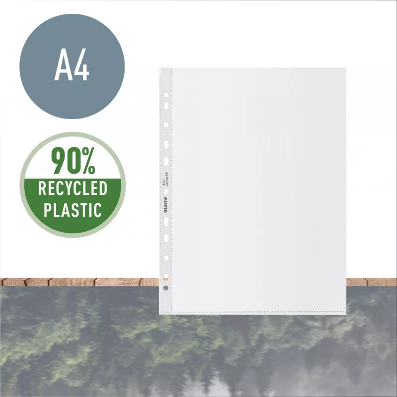 Leitz Recycle A4 -tasku, 210 x 297 mm (A4), läpinäkyvä, polypropeeni (PP), pysty, 0,1 mm, 230 mm
