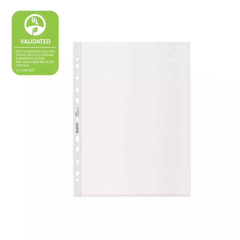 Leitz Recycle A4 -tasku, 210 x 297 mm (A4), läpinäkyvä, polypropeeni (PP), pysty, 0,1 mm, 230 mm