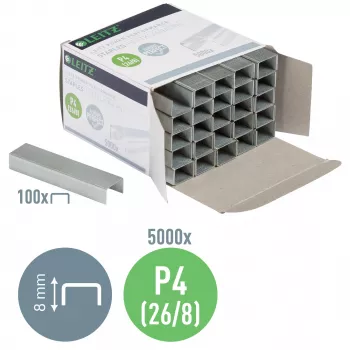 Leitz niitit Power Performance P4 26/8 laatikko 5000 kpl, niittipakkaus, 26/8, 8 mm, 100 niittiä, kiinnitys, 26/8