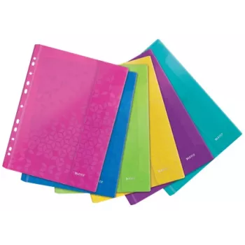 Leitz kannellinen tasku WOW A4 PP värillinen lajiteltu, A4, värit lajiteltu, polypropeeni (PP), 0,2 mm, 235 mm, 4 mm