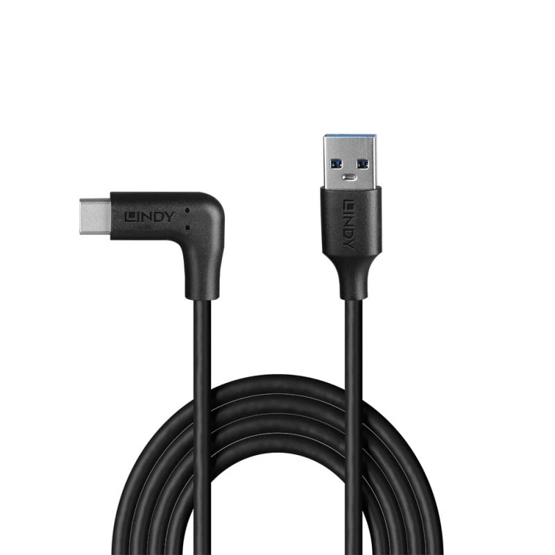 Lindy 1 m USB 3.2 Type-A - kulmikas USB-C -kaapeli, 10 Gbit/s