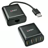 Lindy 60 m 4 portin USB 2.0 Cat.6 -jatko, USB 2.0, RJ-45, USB 2.0, musta, metalli, 52 mm, 60 mm