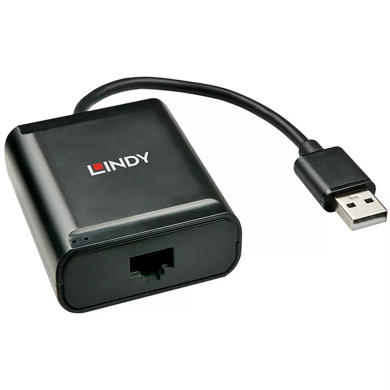 Lindy 60 m 4 portin USB 2.0 Cat.6 -jatko, USB 2.0, RJ-45, USB 2.0, musta, metalli, 52 mm, 60 mm