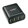 Lindy 60 m 4 portin USB 2.0 Cat.6 -jatko, USB 2.0, RJ-45, USB 2.0, musta, metalli, 52 mm, 60 mm