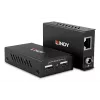Lindy 100 m 2 portin USB 2.0 Cat.6 -jatko, AV-lähetin ja -vastaanotin, 100 m, langallinen, musta