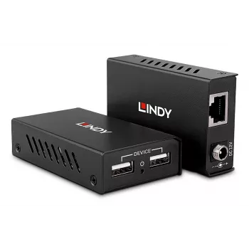 Lindy 100 m 2 portin USB 2.0 Cat.6 -jatko, AV-lähetin ja -vastaanotin, 100 m, langallinen, musta
