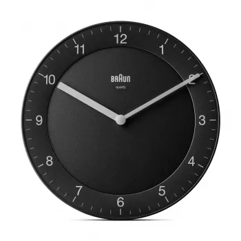 Braun BC 06 B kvartsiseinä kello analoginen musta kvartsikello pyöreä musta