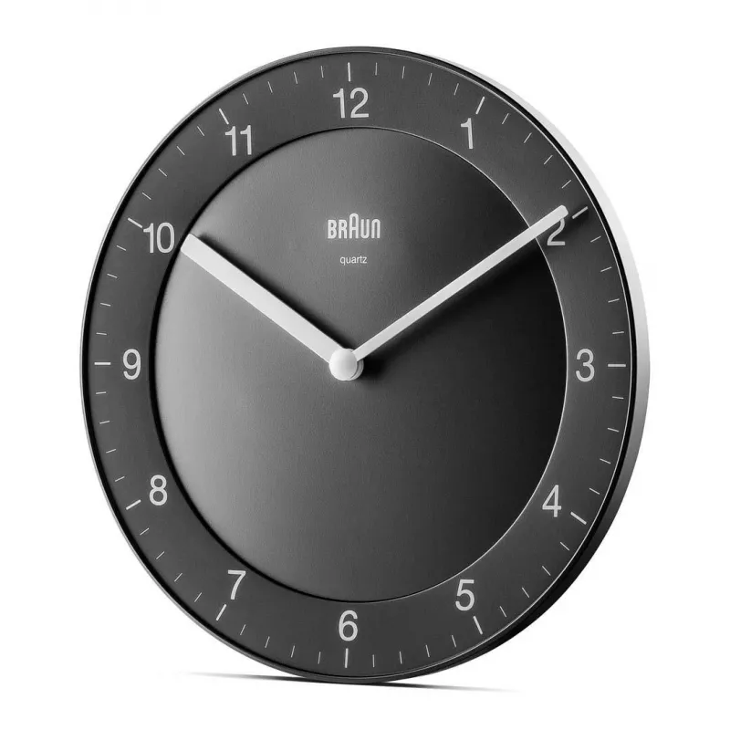 Braun BC 06 B kvartsiseinä kello analoginen musta kvartsikello pyöreä musta