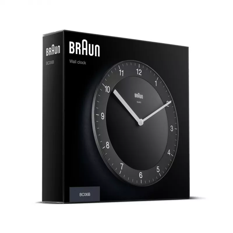 Braun BC 06 B kvartsiseinä kello analoginen musta kvartsikello pyöreä musta