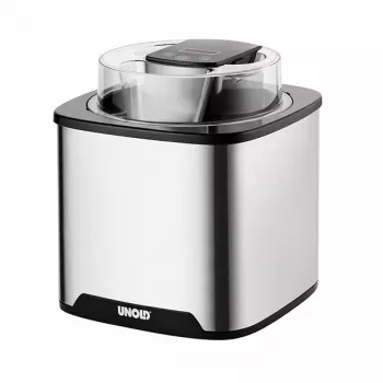 Unold jäätelökone Gelato 1,5 L, perinteinen jäätelökone, 1,5 L, 1 kulho, musta, ruostumaton teräs, 30 min, LCD