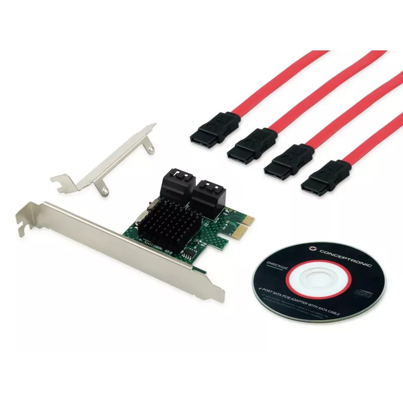 Conceptronic EMRICK 4-porttinen SATA PCIe -adapteri SATA-kaapelilla